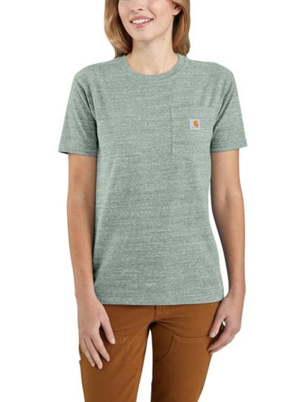 Carhartt Women’s Iconic K87 Pocket T-Shirt in Heather Green - sz L